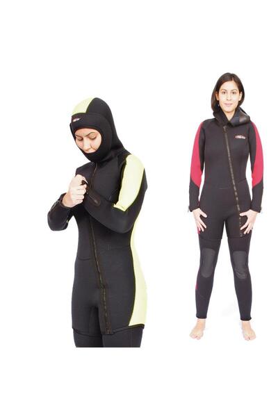 Free-Sub 5mm Ege Siyah Kadın Scuba Tüplü Dalış Elbisesi Wetsuit