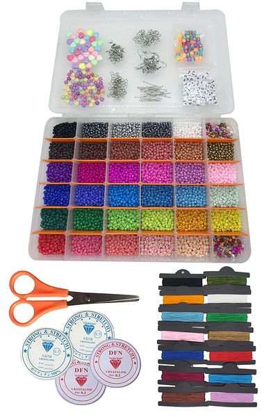 Hobimos 36 Sand Beads in Jewelry Box Make Your Own Charm Set Full Set
