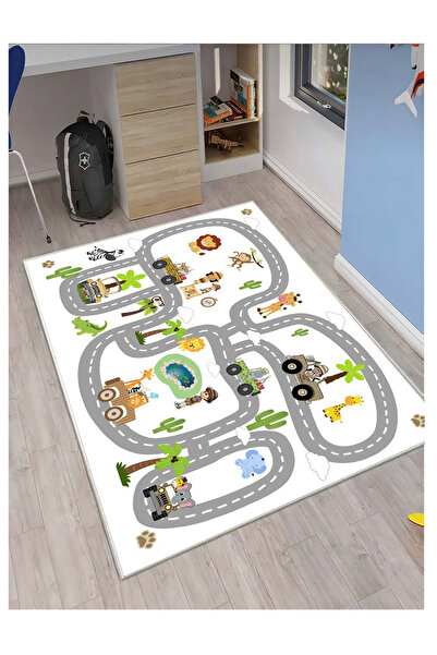 STY Home Trafik Çocuk Oyun Halısı Kaymaz Makinede Yıkanabilir Eğitici Bebek V...