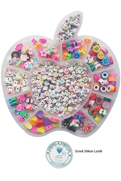 Hobimos Polymer Clay Fimo Bead Fruit Set in Apple Shaped Plastic Box