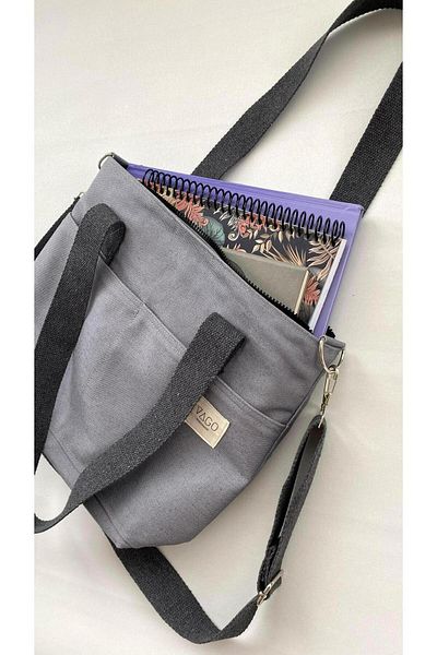 VAGO COLLECTION Γκρι πάνινη τσάντα College