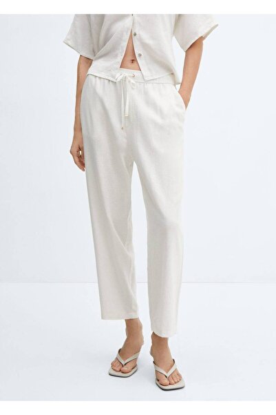 MANGO Woman Λινό παντελόνι jogger