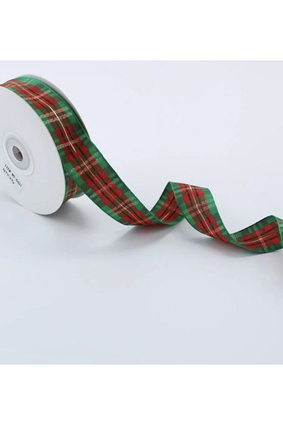 Yumuşakkeçe New Year Ribbon Glitter Green Checkered 25 mm 20 Mt