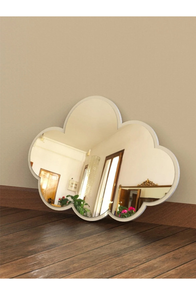 Olur o zaman Bulut Figürlü Çocuk Odası Dekoratif Ayna Pleksi 1 Adet Gümüş Renk