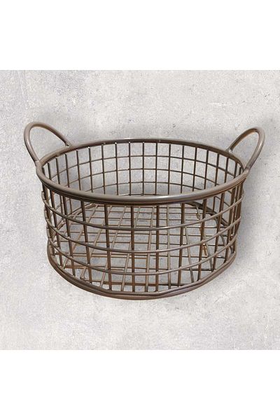 GO DEKOR Cute Round Metal Bread Basket - Multi-Purpose, Black
