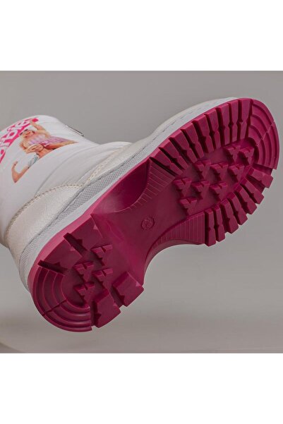 Trend Adımlar Beyaz Fermuarlı Kız Çocuk Kar Botu