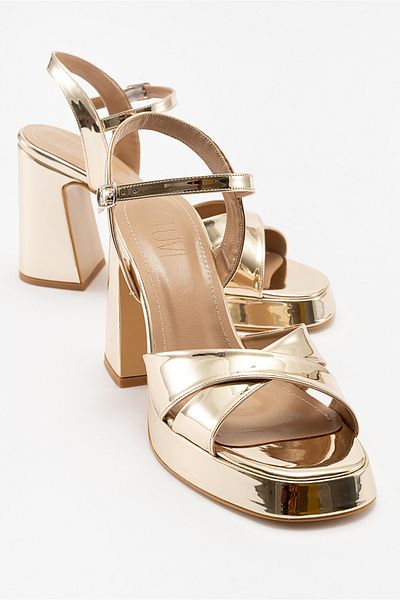 LuviShoes Pantofi cu toc pentru femei LELLO Gold