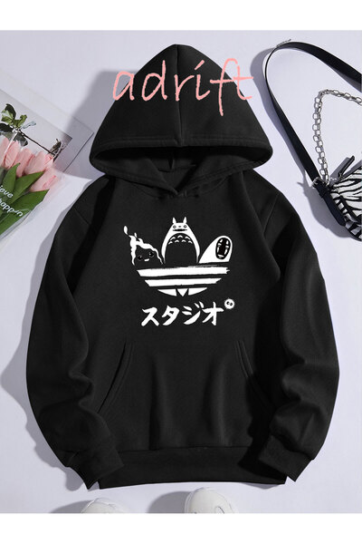 Adrift Unisex Oversize kroj Sa kapuljačom Kengur džep Adiharajuka Štampano