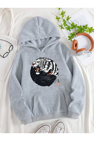 Adrift Unisex Oversize kroj Sa kapuljačom Kengur džep Tigrovi Štampano