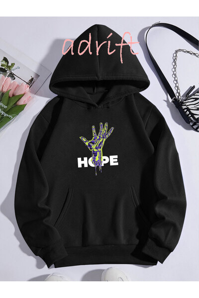 Adrift Unisex Oversize kroj Sa kapuljačom Kengur džep Nada Štampano