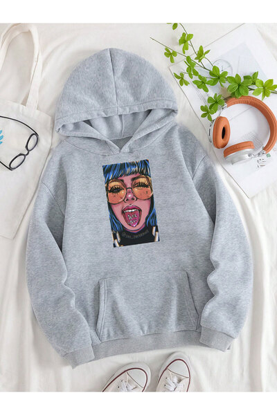 Adrift Unisex Oversize kroj Sa kapuljačom Kengur džep Harajuka Kod2 Štampano