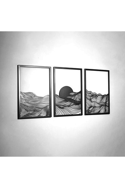 Colorfull Worlds Set de 3 Decoratiuni de Perete Verticale din Metal Sunset - Decoratiuni de Perete Cadou pentru Birou