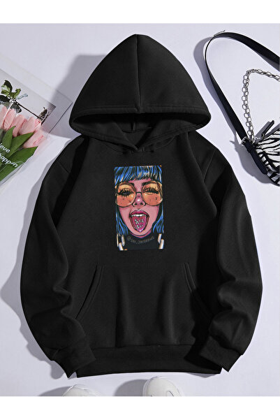 Adrift Unisex Oversize kroj Sa kapuljačom Kengur džep Harajuka Kod2 Štampano