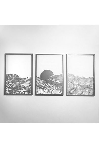 Colorfull Worlds Set de 3 Decoratiuni de Perete Verticale din Metal Sunset - Decoratiuni de Perete Cadou pentru Birou