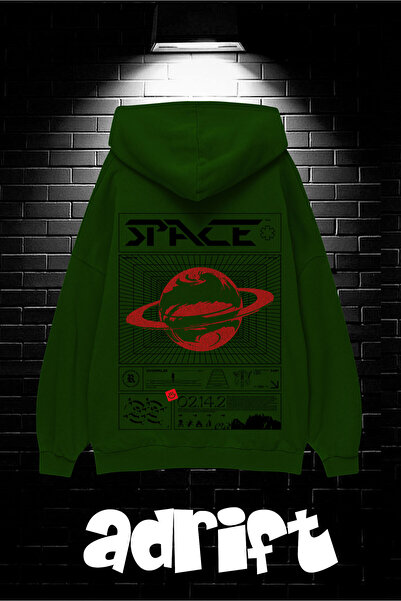 Yasolin Unisex Oversize kroj Sa kapuljačom Kengur džep Space Worldred Štampan...