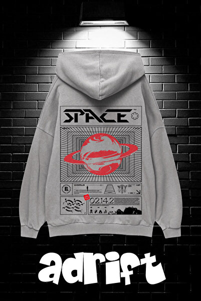 Yasolin Unisex Oversize kroj Sa kapuljačom Kengur džep Space Worldred Štampan...