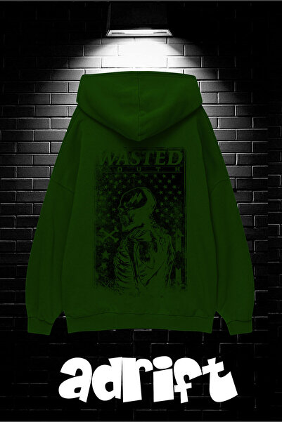 Yasolin Unisex Oversize kroj Sa kapuljačom Kengur džep Wasted Štampano Dukser...