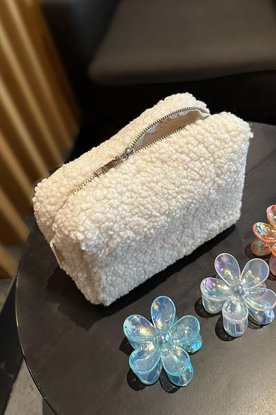 BAHELS Τσάντα μακιγιάζ Teddy Plush μεγάλου μεγέθους Τσάντα ταξιδιού