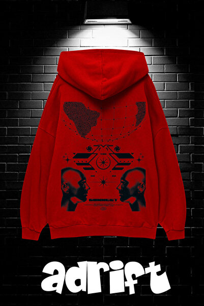 Yasolin Unisex Oversize kroj Sa kapuljačom Kengur džep Retro Futurizam Štampa...