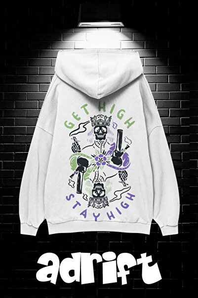 Yasolin Unisex Oversize kroj Sa kapuljačom Kengur džep Get High Stay High Šta...