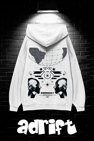 Yasolin Unisex Oversize kroj Sa kapuljačom Kengur džep Retro Futurizam Štampa...