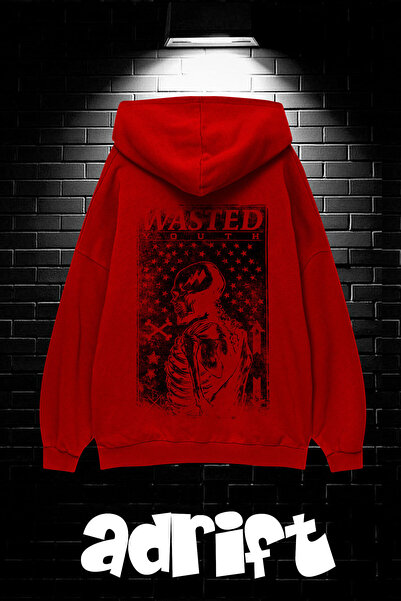 Yasolin Unisex Oversize kroj Sa kapuljačom Kengur džep Wasted Štampano Dukser...