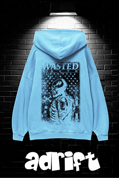 Yasolin Hanorac unisex supradimensionat cu glugă și buzunar cangur, imprimat,...