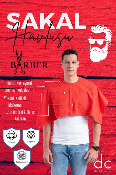denizlicotton Male 100% Cotton Water Absorbent Antibacterial Special Design Beard Towel 2 Pieces 50x90 Cm