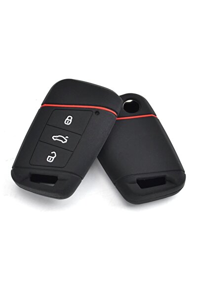 Freshstart Husă pentru chei din silicon negru compatibilă cu Volkswagen Passa...