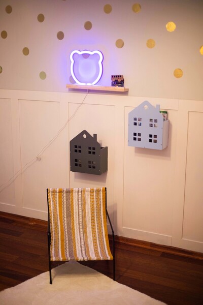 Çocuk Bebek Kitaplık Oyuncak Saklama Kutusu Mavi Tiny House 27x21