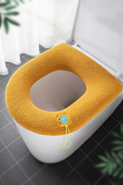 Emmaisie Yumuşak Dokulu Esnek Yıkanılabilir Klozet Kapağı Kılıfı Klozet Kapağı Örtüsü - Turuncu