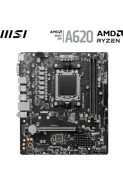 MSI MB PRO A620M-E AM5 DDR5 6000MHZ(OC) HDMI VGA 1X M.2 USB3.2 GIGABIT LAN MATX