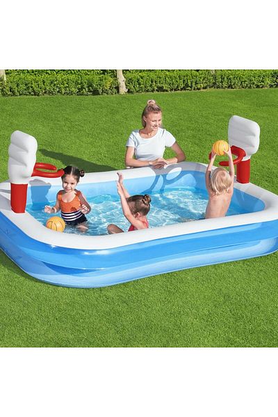 BESTWAY Large Size Inflatable Children's Pool with Basket Hoop and Balls,54122