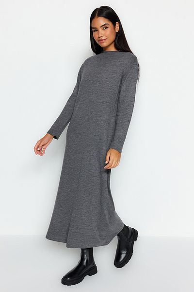 Trendyol Modest Füstölt garbós kötöttáru ruha TCTAW23EB00001