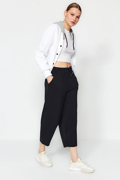 Trendyol Collection Anthracite Modal Soft Fabric High Waist Stretch Knitted Trousers TWOAW24PL00361