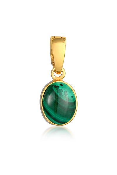 Nenalina Anhänger Edelstein Malachit Cabochon Oval 925 Silber