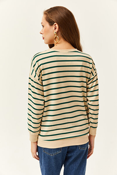 Olalook Dámska kamenná zelená základná voľná mikina s mäkkou textúrou SWT-19000457