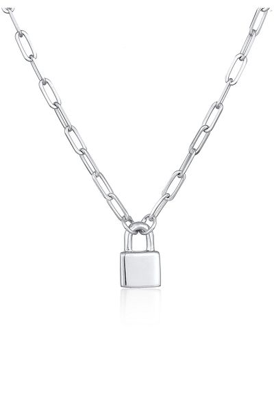 ELLI Halskette Schloss Liebe Gliederkette Unisex 925er Silber rhodiniert