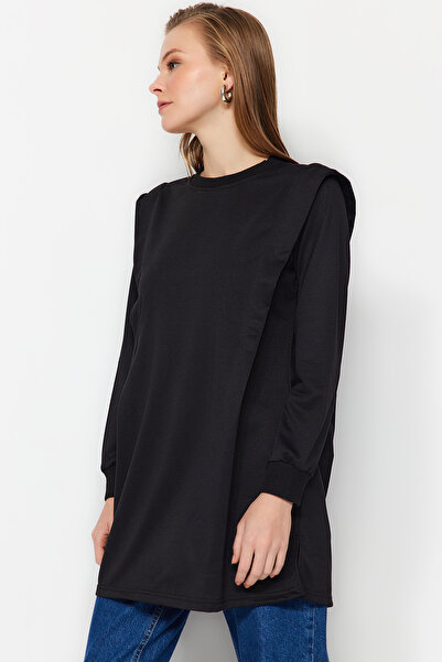 Trendyol Modest Μαύρο πλεκτό φούτερ με επένδυση TCTAW23TW00250