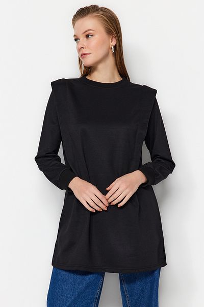Trendyol Modest Czarna ocieplana bluza z dzianiny TCTAW23TW00250