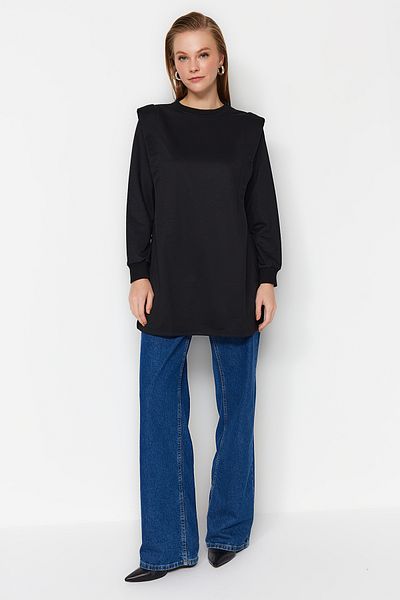 Trendyol Modest Czarna ocieplana bluza z dzianiny TCTAW23TW00250