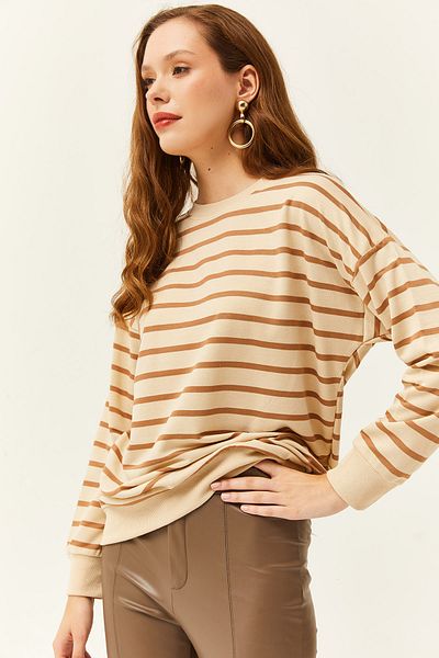 Olalook Dámská volná mikina Stone Camel Basic Soft Textured SWT-19000457