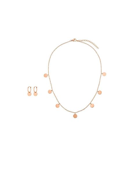 Heideman Schmuckset Frauen Mit Halskette Und Ohrringen Set Kreise Rose Goldfarben Basic