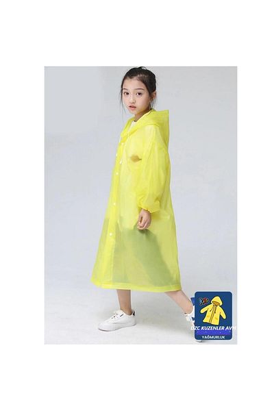 DZC KUZENLER AVM CHILDREN'S Raincoat Hooded Snap Eva Raincoat WINDIGHT YELLOW