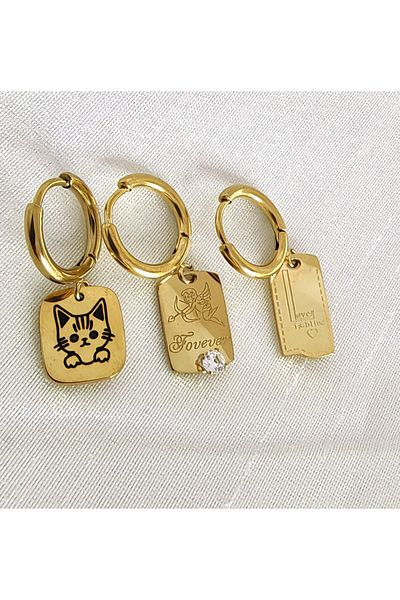 ARYA DESİGN Cat and Eros 3-Piece Steel Hoop Earrings