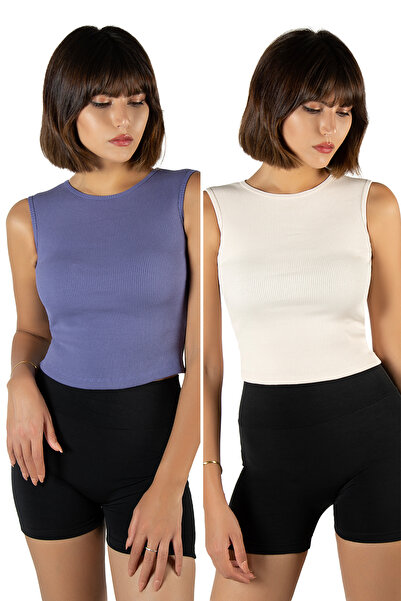 BUCADO 2 Συσκευασία Μωβ Κρεμ Εφαρμογή/Απομονωμένο Crop Halter Λαιμόκοψη ελαστ...