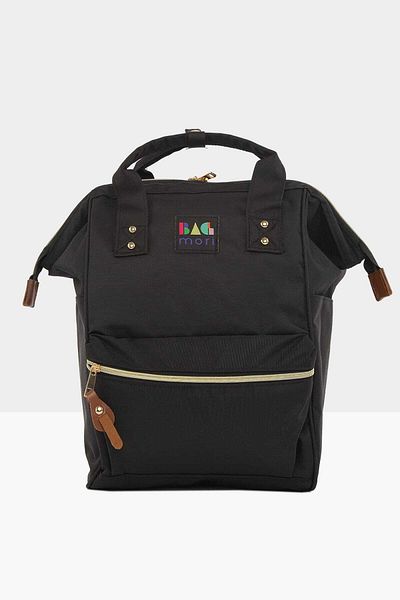 Bagmori Black Unisex Metal Brim Backpack