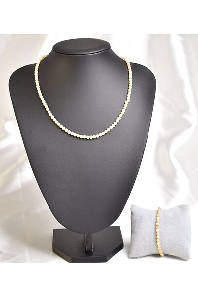 Safnaturel Natural Stone Necklace and Bracelet Set 4 mm