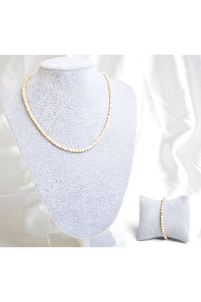 Safnaturel Natural Stone Necklace and Bracelet Set 4 mm