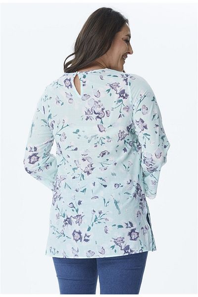 MYLİNE Long Sleeve Thin Lace Striped Tunic